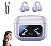 Generico Smart Touchscreen Bluetooth Earbuds, Open Ear Earbuds with Smart Screen Touch Wireless Bluetooth, Clip on Ear Headphones Waterproof (Purple,1pc)