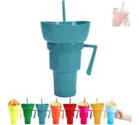 Generico Snack and Drink Combo Cup, Reusable 2-In-1 Snack Cup and Drink Tumbler, with Bowl on Top, Reusable for Travel, Movie Nights, Stadiums, Outdoor Use (Dark Blue)