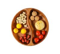 Generico Snack Bowls, 2 Compartment Rustic Serveware, Divided Snack Holder with, Lightweight Wooden Bowls with Natural Texture, Serving Dish for Nut Cherry Salad Fruit Candy Cookie Kitchen Home