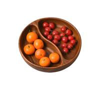 Generico Snack Bowls, 2-Compartment Rustic Serveware, Section Snack Holder, Elegant Serving Dish, for Nut Fruit Candy Salad Kitchen Home Bar Party Use, 10.24x1.77 Inches