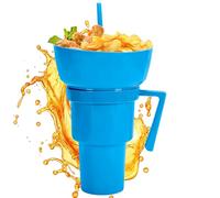 Generico Snack Drink Cup, Travel Food Container, Leakproof Double Holder, Spill-Resistant Lid, Compact Portable Design, Perfect for Outdoor Parties, Movie Nights, and Adult Travel Refreshments