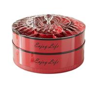 Generico Snack Serving Tray - 7 Compartment Portable Platter, Rotating Food Storage Box, Transparent Fruit Nut Container, Rhinestone Pattern Divided Dish - For Party Picnic Wedding Reception Kitchen