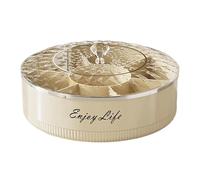 Generico Snack Serving Tray - 7 Compartment Portable Platter, Rotating Food Storage Box, Transparent Fruit Nut Container, Rhinestone Pattern Divided Dish - For Party Picnic Wedding Reception Kitchen