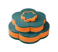 Generico Snack Tray - Double Layer Flower Shape Candy Storage | Rotating Snack Box | 2-Tier Detachable Serving Dish with Lid, for Nut Candy Dips Party Appetizers Home Picnic, Rotating Design