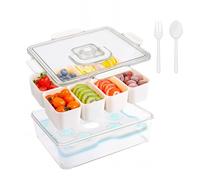 Generico Snack Tray, Food Platter, Divided 8 Compartment Serving Container with Lid, Reusable Cooling Box for Lunch School Students, Hiking Travel Camping Party Outdoor Beach Picnics