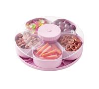 Generico Snack Tray with Lid - Snacks Serving Tray | Non-Slip Rotatable Divided Box | Non-Slip Base Party Serving Trays | for Vegetable Fruit Dipping Sauce Appetizer Travel Picnic Dining