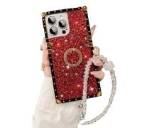 Generico Snowdoves Sparkle Crystal Bracelet Phone Case, Clear Diamond Glitter Bling Sparkle Case, Glitter Bling Shiny Sparkle Diamond Clear Phone Cases (Red,12pro)