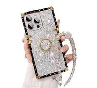 Generico Snowdoves Sparkle Crystal Bracelet Phone Case, Clear Diamond Glitter Bling Sparkle Case, Glitter Bling Shiny Sparkle Diamond Clear Phone Cases (White,16plus)