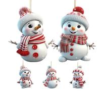 Generico Snowman Ornaments | 2D Acrylic Snowman Decorations | 5 Piece Cute Double-Sided Figurines for Holiday Indoor Home Mantel Winter Interior