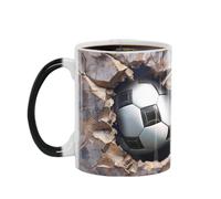 Generico Soccer Mug - Color Changing Drinkware, 3D Crack Design, 3.78 inches Heat Reactive Beverageware | Football Novelty Gift Item, Kids Sports Party Present