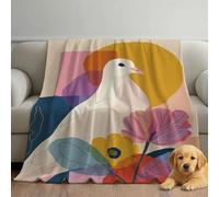 Generico Soffice Coperta in pile Multicolore, Morbida e Calda Coperta Pelosa in Finta Pelliccia Matrimoniale, Astratto Uccelli Floreale Pacifico Coperte per Letto Divano Poltrone Picnic 200 x 240 cm