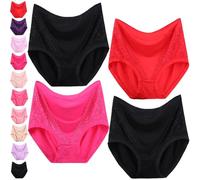 Generico Sofilace - Elegant, Comfortable High-Waist Leakproof Panties, Lace Breathable Solid Color Female Briefs for Seniors (4PCS-E,4XL)