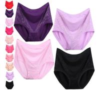 Generico Sofilace - Elegant, Comfortable High-Waist Leakproof Panties, Lace Breathable Solid Color Female Briefs for Seniors (4PCS-C,XXL)