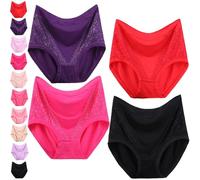 Generico Sofilace - Elegant, Comfortable High-Waist Leakproof Panties, Lace Breathable Solid Color Female Briefs for Seniors (4PCS-D,3XL)