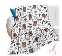 Generico Soft Christian Bible Jesus Throw Blanket for Winter Decor, Washable Plush Faith Scripture Blanket for Women, Comfort Warm Religious Verse Flannel Prayer Shawl
