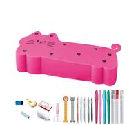 Generico Soft Pencil Case, Cat-Shaped Silicone Pouch Organizer, Cute Flexible Storage Bag for Pens, School Supplies, Desk Accessories, for Kids, Teens, Classroom, Home, Teachers