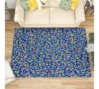 Generico Soft Touch Tappeto Salotto Pelo Corto 120x180 cm, Moderno Tappeto Arte Floreale Gialla Antiscivolo Lavabile per Camera da Letto, Ingresso - Blu Antivegetativa Tappeti
