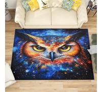 Generico Soft Touch Tappeto Salotto Pelo Corto 120x180 cm, Moderno Tappeto Gufo Ad Acquerello Antiscivolo Lavabile per Camera da Letto, Ingresso - Cielo Stellato Blu Antivegetativa Tappeti