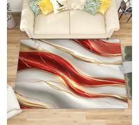 Generico Soft Touch Tappeto Salotto Pelo Corto 120x180 cm, Moderno Tappeto Marmo Rosso Ondulato Antiscivolo Lavabile per Camera da Letto, Ingresso - Trama Dorata Antivegetativa Tappeti