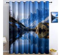 Generico Soggiorno Occhielli Tende Paesaggio Naturale Cime Delle Alpi Rocce 117L x 229A cm 2-Pcs, Poliestere Termoisolanti Opache Blu Tende Camera Letto Bambini e Adolescenti