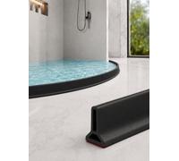 Generico Soglia Doccia Flessibile a T, Barriera Acqua per Lavabo e Lavanderia(Black,L: 280 cm)