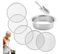 Generico Soil Sifter - Stainless Steel 20.3x24cm | Garden Sieve, Sand Sifter with 5 Replaceable Mesh Screens | 1 3 6 9 12mm Potting Sieve Set for Sand Rocks Dirt Compost Stones Use