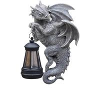 Generico Solar Dragon Garden Statue, Whimsical Dragon Figurine with Hanging Lantern, Decorative Solar Lamp for Lawn Balcony Pathway Yard Patio Night Light, 6.89x2.95x9.65 inches