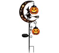 Generico Solar Halloween Black Cat & Pumpkin Moon Garden Stake Light，Witch | Pumpkin Moon Lantern Solar Lantern Stake with Warm LED Glow, Outdoor Halloween Yard Decor for Patio, Lawn, Pathway, Porch