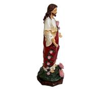 Generico Solar Jesus Garden Statue 18cm Resin With LED Rose Light