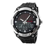 Generico Solar Watch, Men’s Digital Sports Watch, Multifunctional Solar-Powered Timepiece, for Date Display, Fitness Tracker, Silver, Black, Outdoor Work, Driving, Daily Wear, More