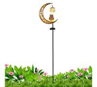 Generico solarstakelights- Half Moon Lighting Decor With stake- solarlightsOutdoor With Glass Globe Ball | Cracked Glass Sphere Within A Vintage Bronze Crescent Frame, These solarstakelightsProduce