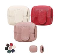 Generico Solid Color Change Pouch with Key Buckle, Top Grain Leather Small Women’s Wallet, Casual Leather Storage Bag for Daily Use (I)