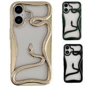 Generico Solid Color Electroplated Snake-Pattern Phone Case,Cool 3D Snake Hollow Dissipate Heat Phones Cases,Snakes Phone Cases for Iphone16/15/14/13/12/11 Pro Max