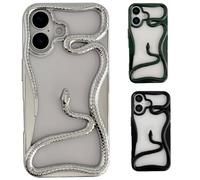 Generico Solid Color Electroplated Snake-Pattern Phone Case,Cool 3D Snake Hollow Dissipate Heat Phones Cases,Snakes Phone Cases for Iphone16/15/14/13/12/11 Pro Max