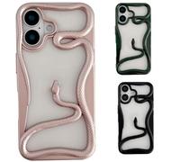 Generico Solid Color Electroplated Snake-Pattern Phone Case,Cool 3D Snake Hollow Dissipate Heat Phones Cases,Snakes Phone Cases for Iphone16/15/14/13/12/11 Pro Max