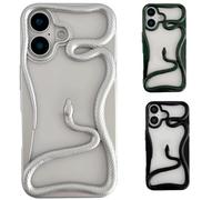 Generico Solid Color Electroplated Snake-Pattern Phone Case,Cool 3D Snake Hollow Dissipate Heat Phones Cases,Snakes Phone Cases for Iphone16/15/14/13/12/11 Pro Max