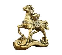 Generico Solid Copper Ingot-Shaped Ornament With Golden Horse Motif, Retro Style Prosperity And Good Fortune Statue, Traditional Wealth Symbol For Home Office Desktop Decoration