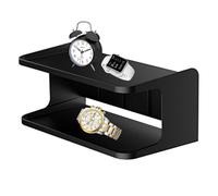 Generico Soporte De Pared Para Mesita Noche - Estante Flotante Doble Capa, Organizador Compacto, Diseño Que Ahorra Espacio En Dormitorio | Uso Auriculares Y Controles Con Accesorios Organizados