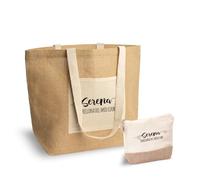 Generico ''Sorellona del mio cuore'' Set Combo Borsa e Pochette in Juta laminata personalizzata con nome sorelle amiche compleanno famiglia addio al nubilato sposa damigelle Da mare estate da viaggio