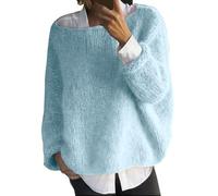 Generico Sottogiacca Donna Maglione Donna Autunno Women S Autumn And Winter Knitted Top Fashion Casual Sweater Maglia Lupetto Lupetto Cotone Light Blue M