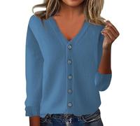 Generico Sottogiacca Maglia Termica Donna Manica Lunga Womens Cardigan Sweaters Button Down V Neck Knit Sweater Jacket Lightweight Comfy Open Front Cardigan Coats Maglia Smanicata Dark Blue S