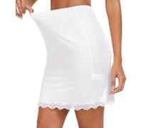 Generico Sottogonna Corta Donna, Modal Mezza Sottogonne, Sottoveste Elastico in Vita in Pizzo, Sottovesti Gonne da Donna(Bianco,42)