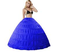 Generico Sottogonna Petticoat Donna 6 Cerchio Crinolina Cerchi Sottogonne Sottoveste da Sposa Lunghezza al Pavimento sotto Gonna per Abito da Nozze Gonne Ball Gown Abiti Retro Vintage Skirt(Blu,46)