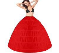 Generico Sottogonna Sposa Crinolina 6 Cerchio Sottoveste Abiti da Matrimonio Sottovesti e Sottogonna 6 Hoops Petticoat(Rosso,32)