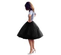 Generico Sottogonne in Tulle Petticoat Tutu Hoopless 5 Strati Tulle Retro Moda Gonne da Donna 50s Swing Vintage Intimo Modellante Sottovesti e Sottogonna Carnevale Sottoveste Mezza Slips(Nero,42)