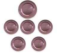 Generico Sottopiatti Rosa Antico SPAZZOLATO Bordo LISCIO, uso Decorativo in plastica Rigida Bordo liscio, Tondo 33 cm, Natale cenone sotto Piatto Natalizio Cenone Capodanno Aperitivo (6 e 12 pz) (6)