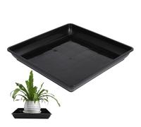 Generico Sottovasi Quadrati in Plastica Nera 2 Pezzi per Vasi Fiori | PP Resistente AI Raggi Uv, Bordo Profondo 4, 8cm, Base Rigida senza Fori, per Balcone