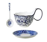 Generico Soup Bowls with Handles 500ml Ceramic Hand-Painted - Loop Handle