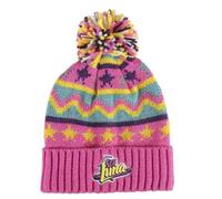 Generico Soy Luna Berretto Invernale per Bambina, Multicolore con PON PON, Design a Zigzag, Maglia Morbida