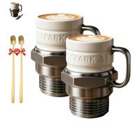 Generico Spark Plug Mug, 2026 New Spark Plug Coffee Mug, Ceramic Coffee Cup for Car Lovers, Engine Sparks Plugs Design Novelty, Mechanics & Garage Lovers (2PCS)